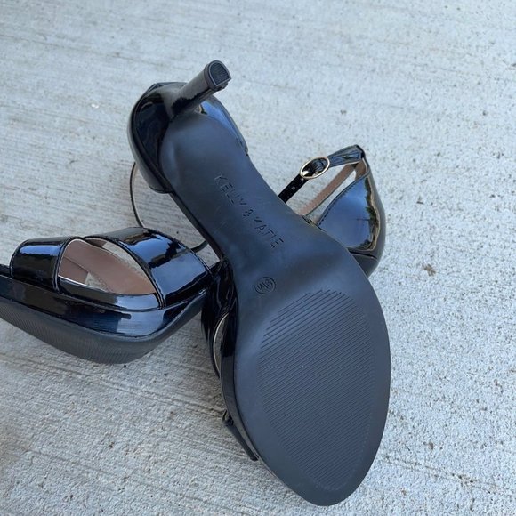 Kelly & Katie SIZE 9 Sanesa Black Vegan Patent Leather Glam Stiletto Sandal - Picture 5 of 6